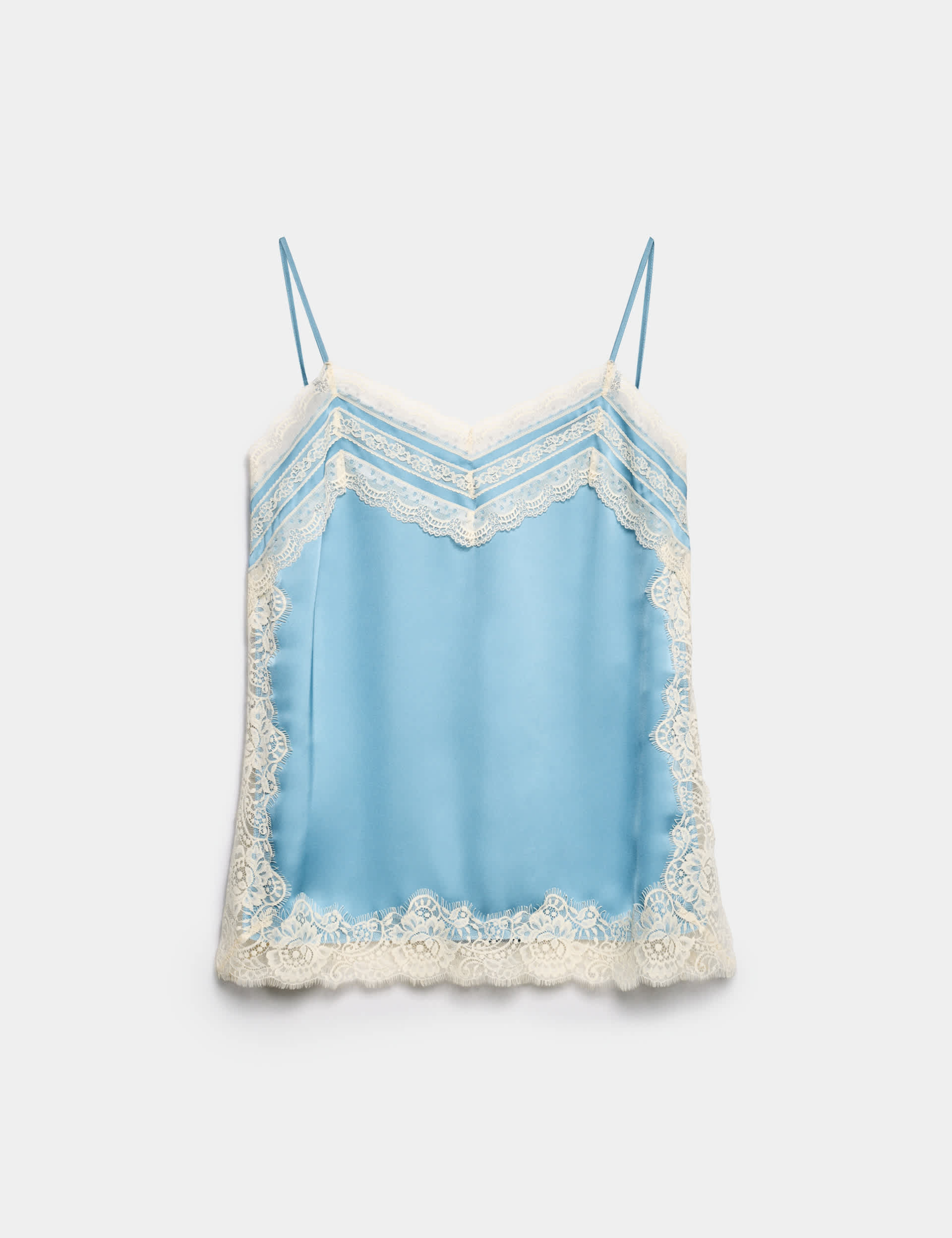 Satin Contrast Lace Cami Top