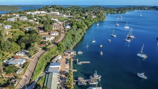 Aerial photo of the town of Neiafu, Vava'u Island, Kingdom of Tonga