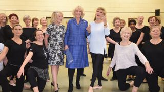 Camilla, Duchess of Cornwall with Elaine Paige and Angela Rippon as she visits the Royal Academy of Dance