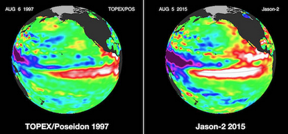 An image showing El Nino water temperatures.