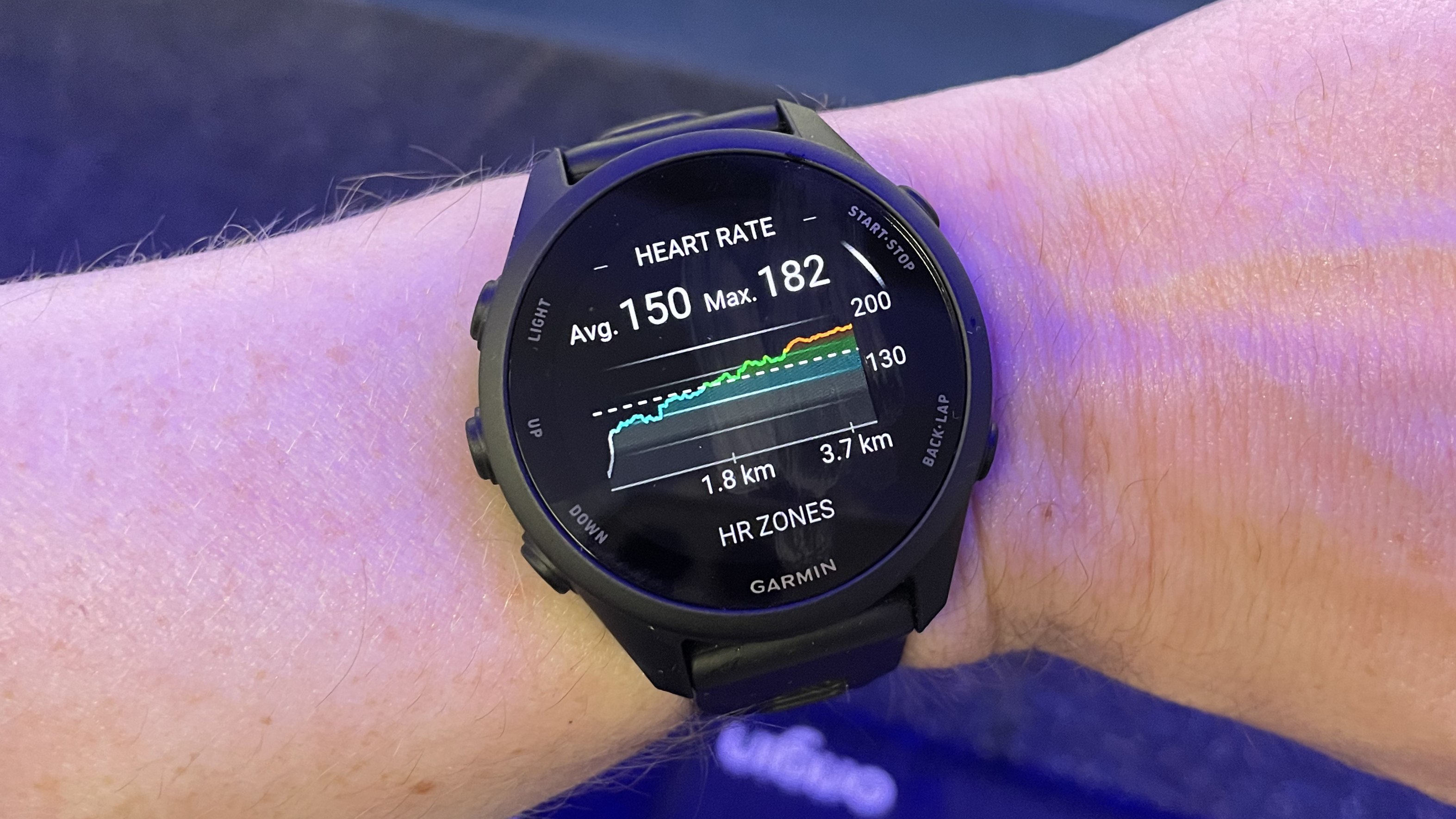 Garmin Forerunner 170 Music showing heart rate