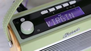 a closeup of the display on the roberts rambler bt stereo dab radio