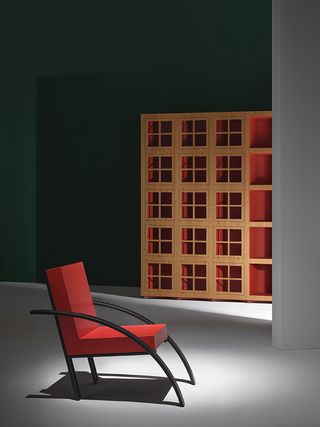 Red and black armchair