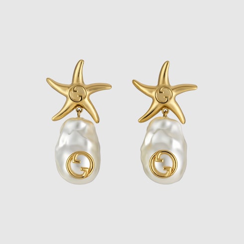 Starfish and Pearl Drop Earrings