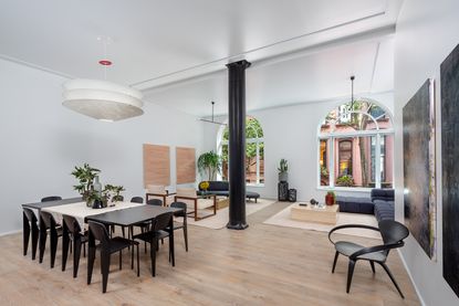 The living room at the Standish Townhouse model residence with interiors curated by Atelier Armbruster