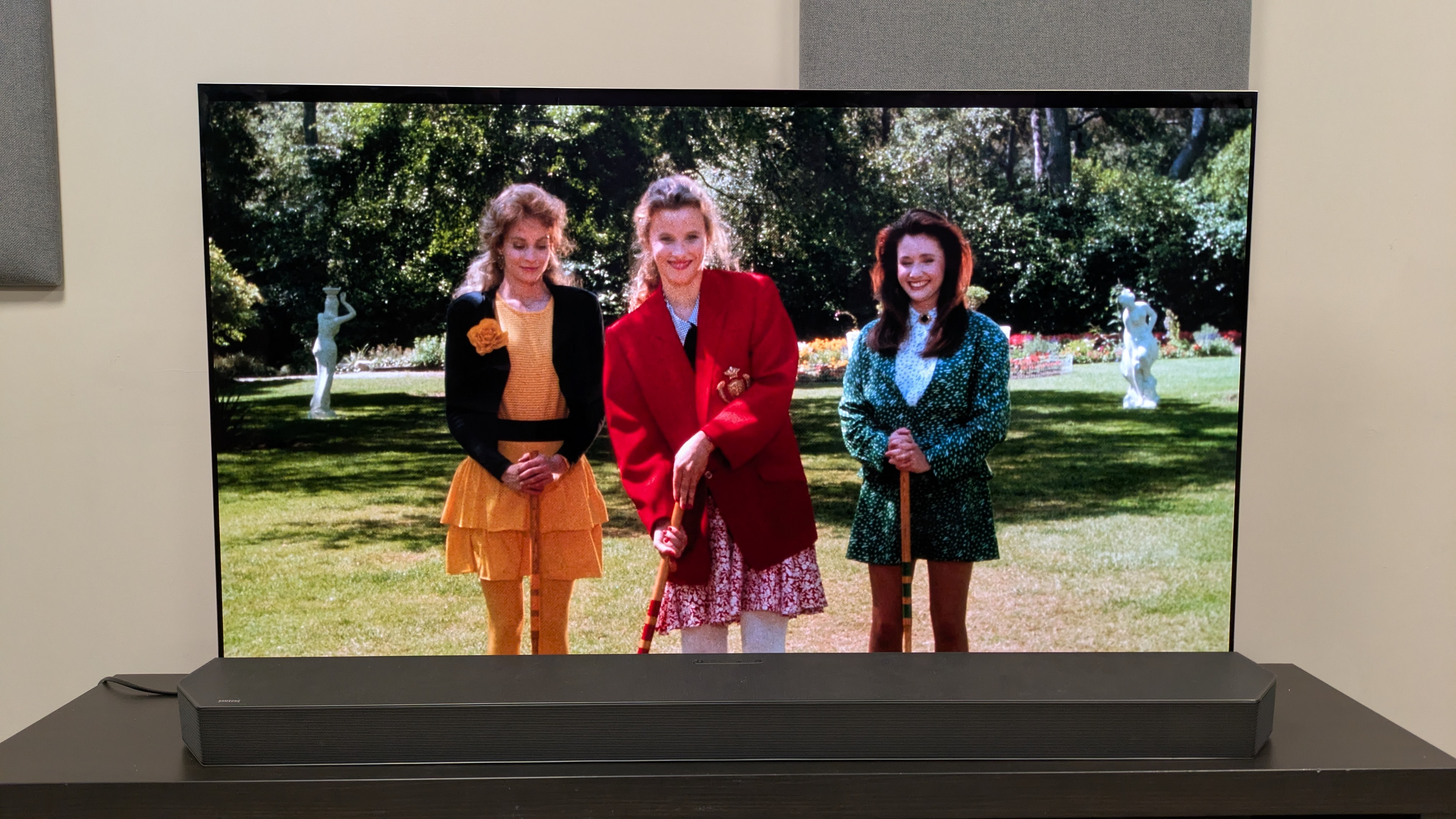 Heathers 4K Blu-ray on LG G5 showing The Heathers playing crochet 