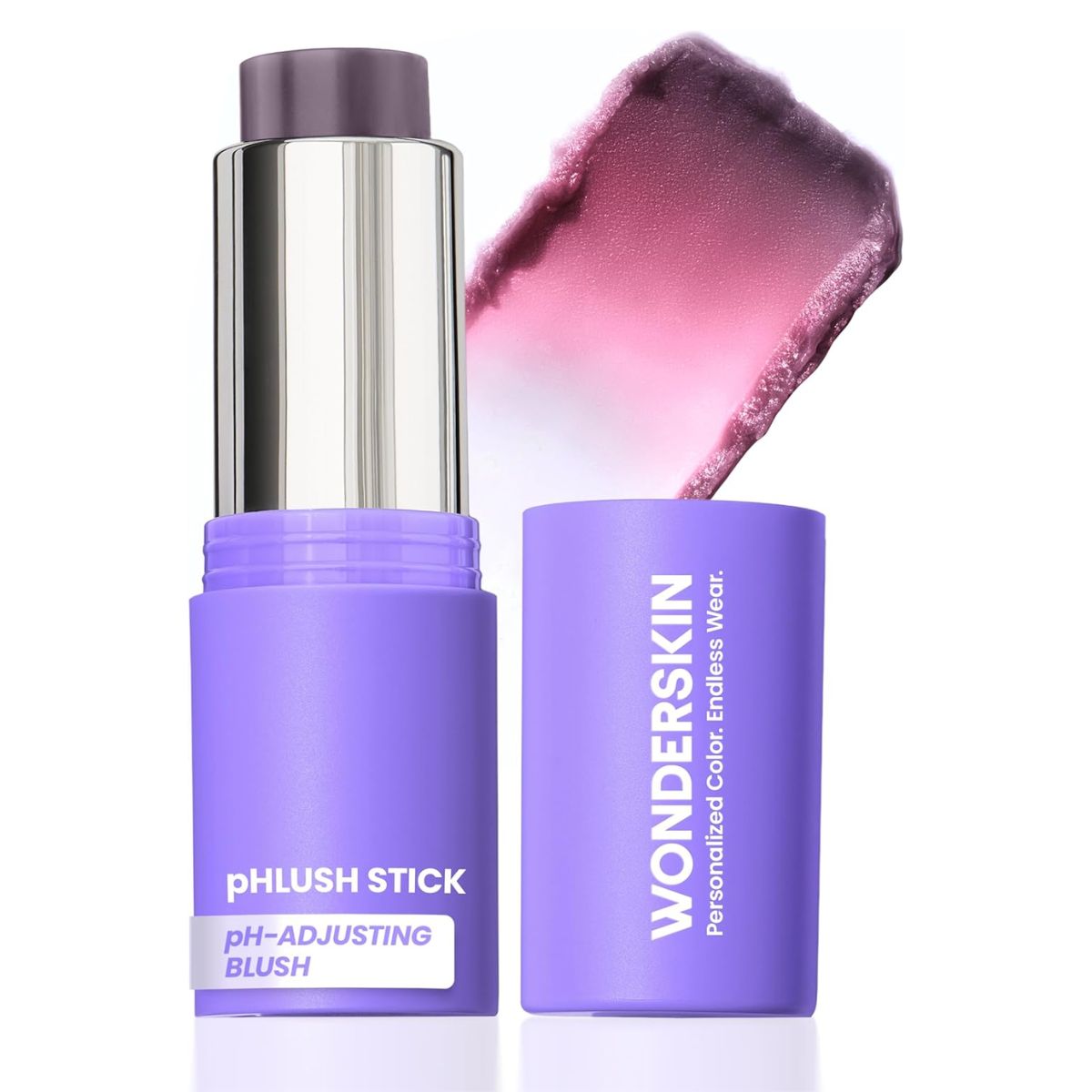 Wonderskin Blush Stick Ph-Activated - Phlush Multi-Use Stick, Cream Tint for Cheeks and Lips, Cooling Nourishing Color-Adjusting Makeup