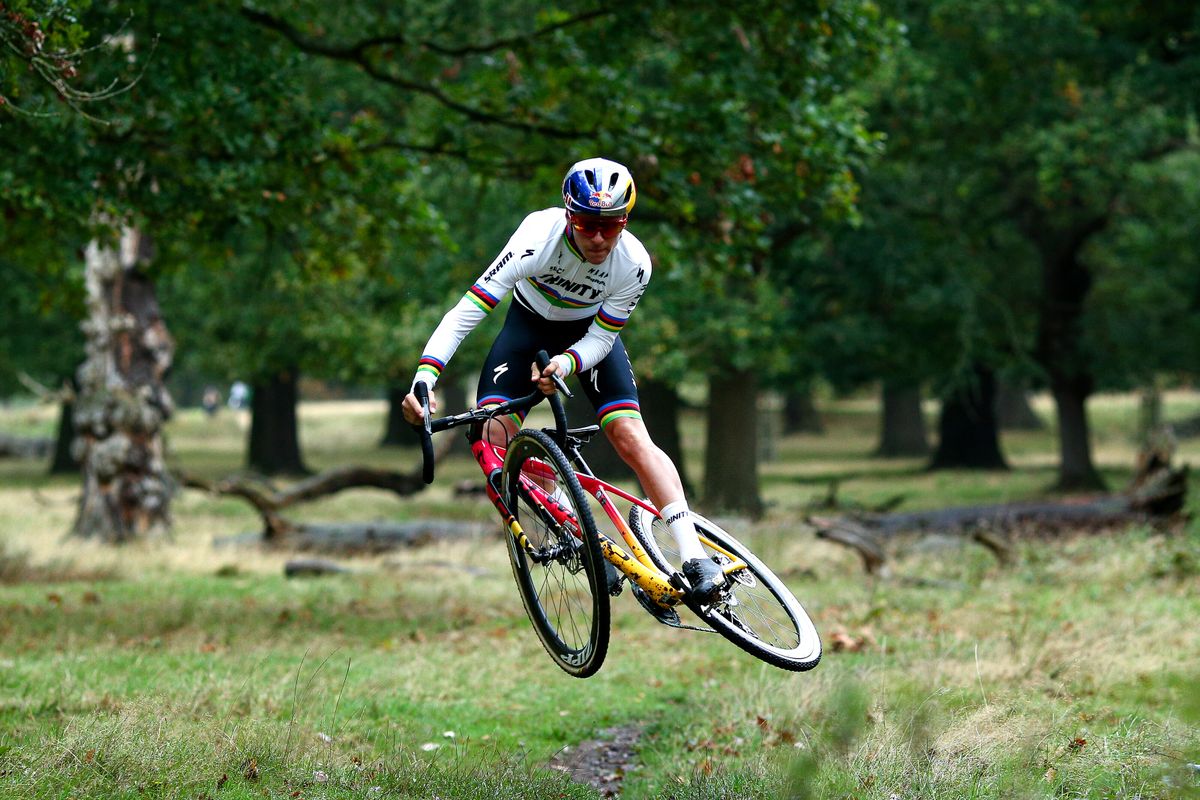 Pidcock gets some air on his S-Works Crux