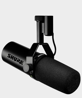 The Shure SM7dB microphone on a grey background