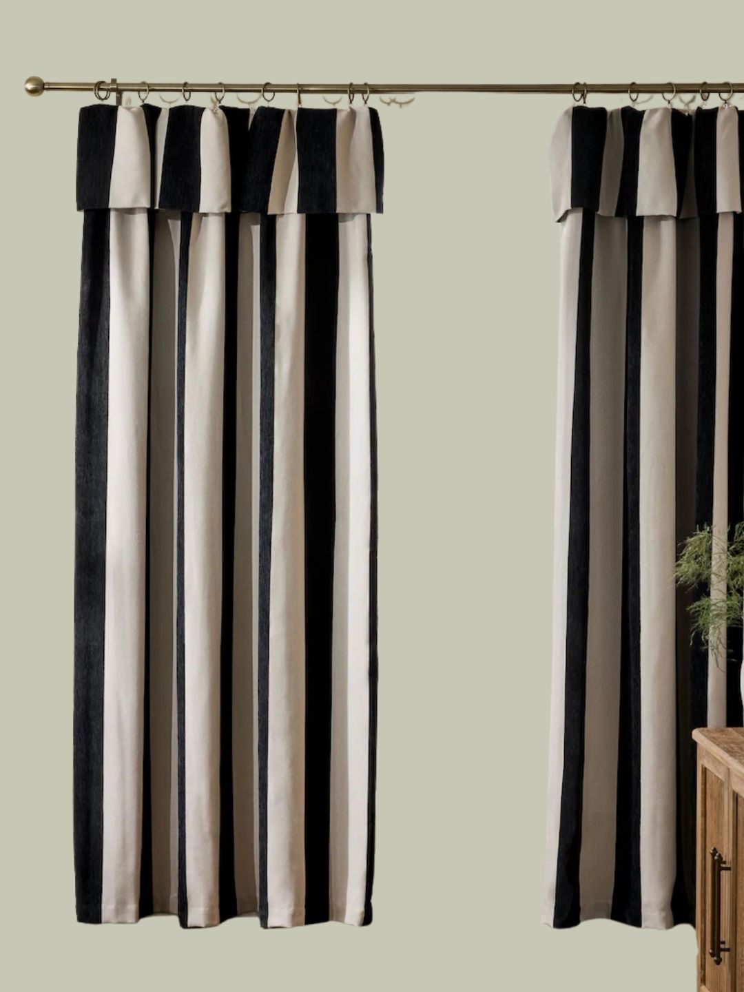 Next, Chenille Stripe Ruffle Top Fold Over Lined Curtains