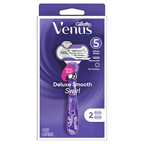 Gillette Venus Deluxe Smooth Swirl Women's Razor Handle + 2 Blade Refills (pack of 2)