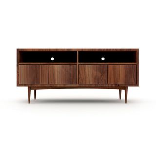 A wooden media center for the best sustainable furniture brands.