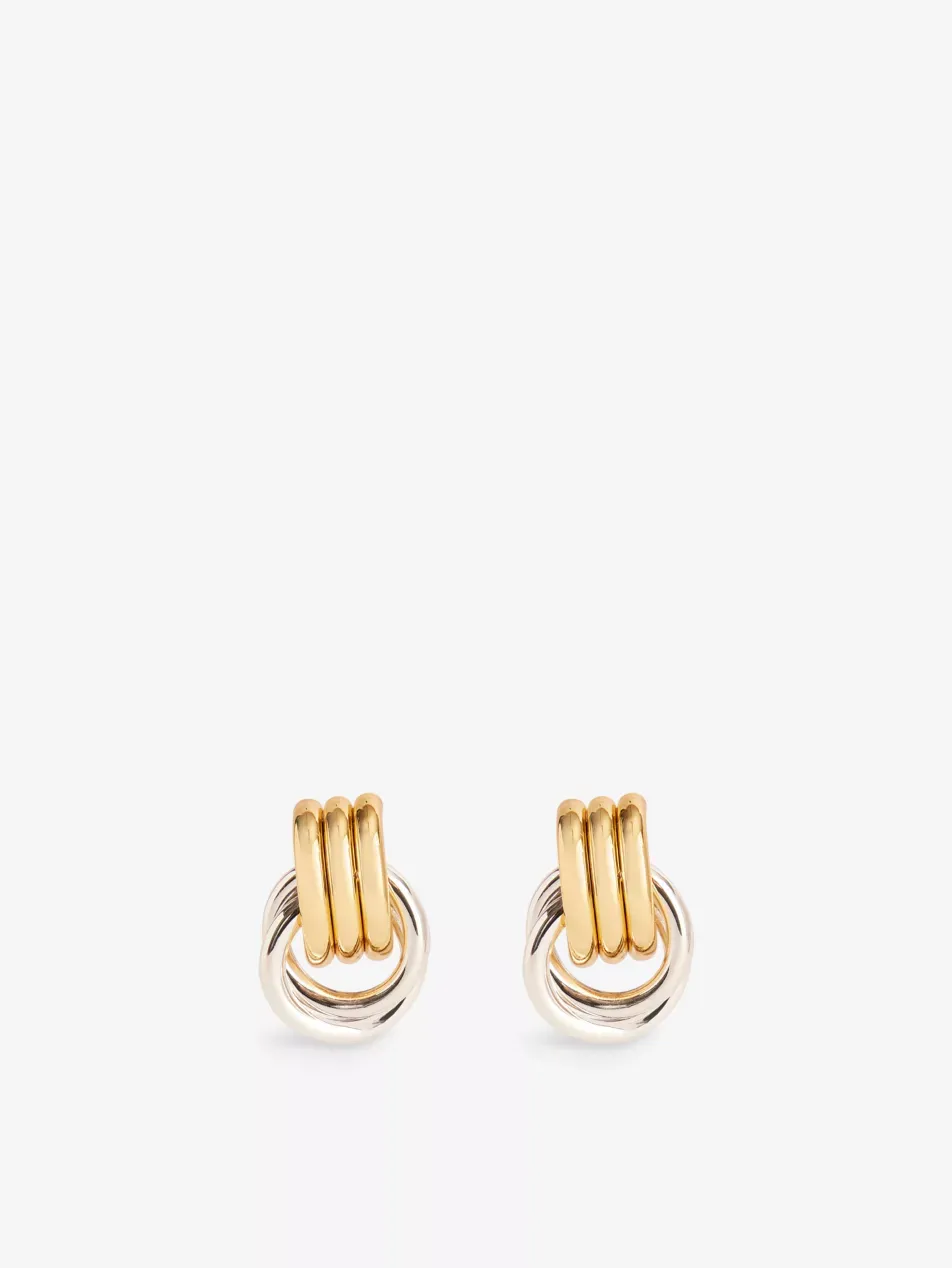Mini Knot Yellow-Gold Plated Metal Stud Earrings