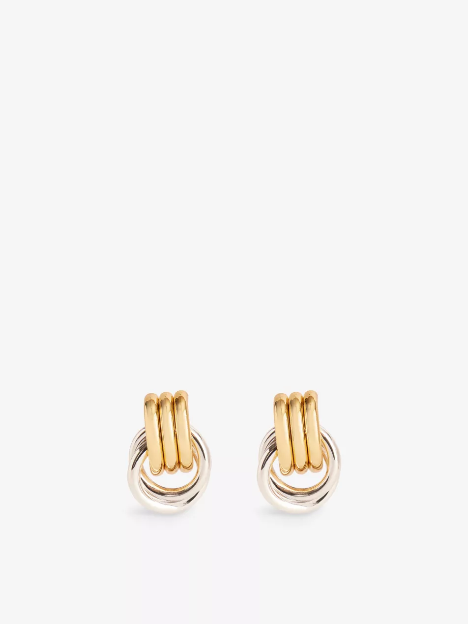 Mini Knot Yellow-Gold Plated Metal Stud Earrings