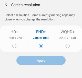 Samsung screen resolution settings