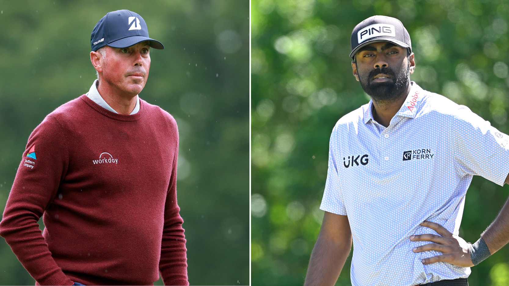 (Left) Matt Kuchar and Sahith Theegala (right)
