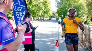 Runners enjoyThe National Lottery Park Run at Heaton Park on August 13, 2022 in Manchester, England