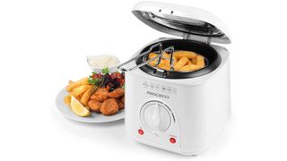 Progress deep fat fryer next to a place of scampi and chips