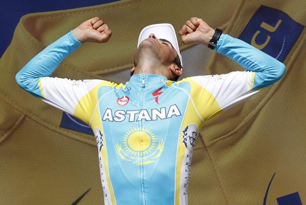 Alberto Contador (Astana) shows just what the Tour means to him