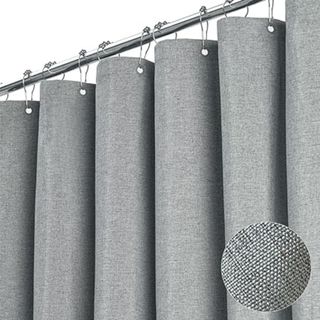 Grey fabric shower curtain