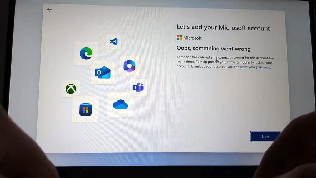 Screenshot of Windows 11 installation step of account creation