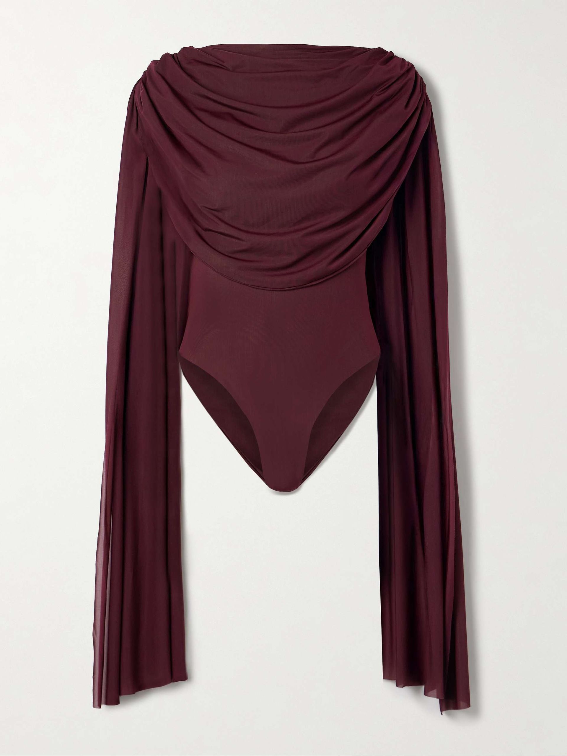 Burano Cape-Effect Draped Stretch-Jersey Bodysuit