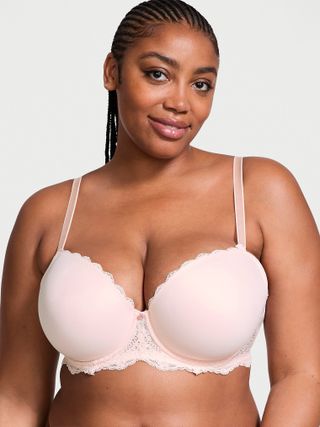 Lightly Lined Pink Mesh Demi Bra