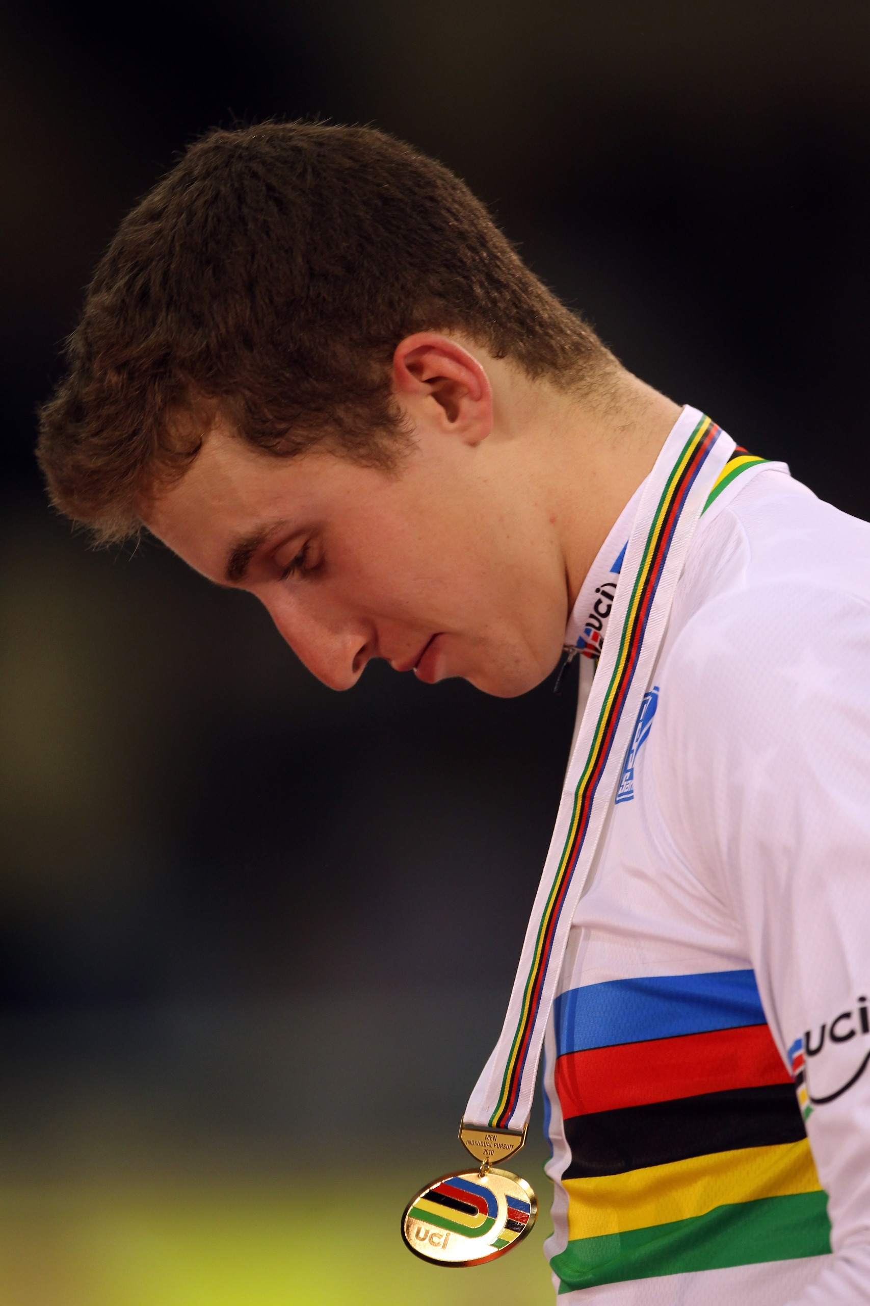 Taylor Phinney with a rainbow jersey