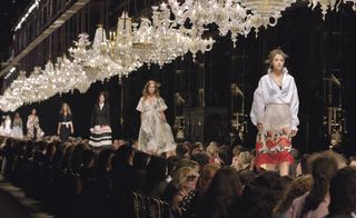 The designer's 50th show celebrations for S/S 2005, where the catwalk became a gala dinner table after the presentation