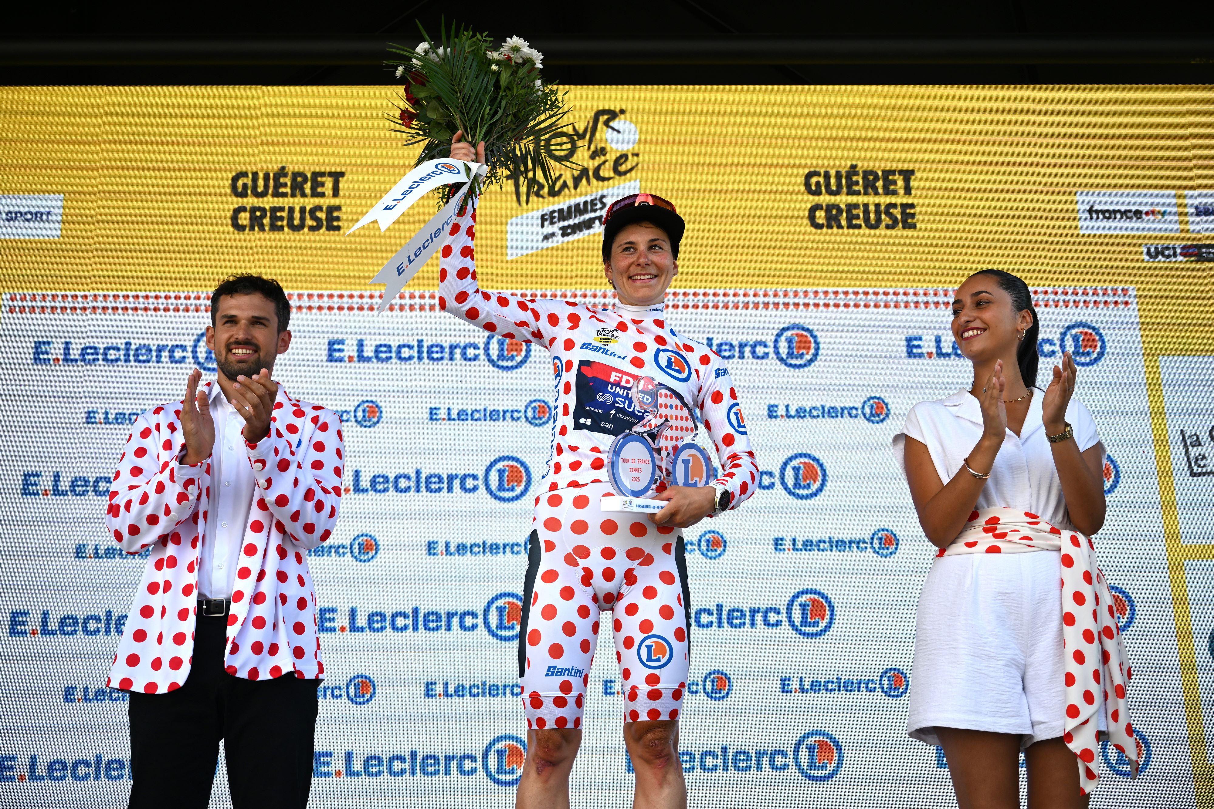 Elise Chabbey keeps polka dots on stage 5 of Tour de France Femmes 2025.