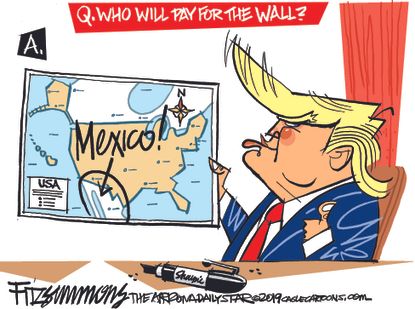 Political Cartoon U.S. Trump Sharpie Maps Mexico Builds Wall