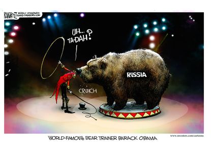 Political cartoon Obama Russia Sanctions