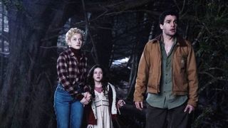 Julia Garner, Matilda Firth, and Christopher Abbott in "Wolf Man" (2025)