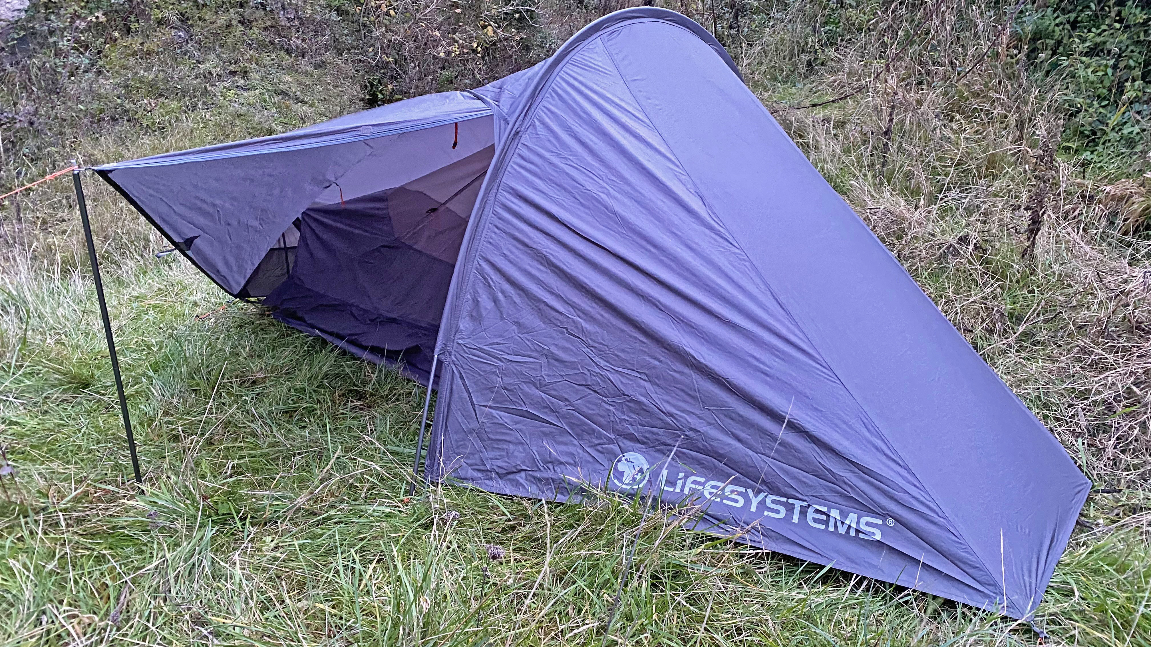 The Lifesystems Solo Peak Tent shown with the porch
