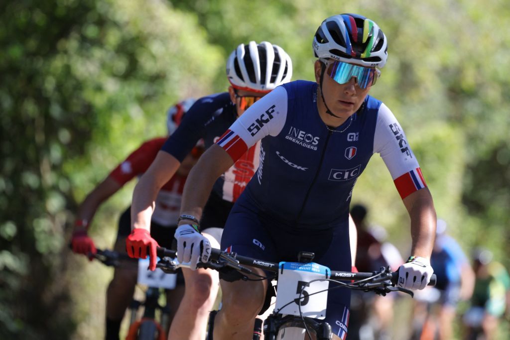 Frances Pauline Ferrand Prevot competes in the womens Elite Cross Country mountain biking test event at Elancourt Hill in Elancourt west of Paris on September 24 2023 Photo by Thomas SAMSON AFP Photo by THOMAS SAMSONAFP via Getty Images