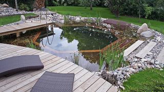 raised deck over garden pond