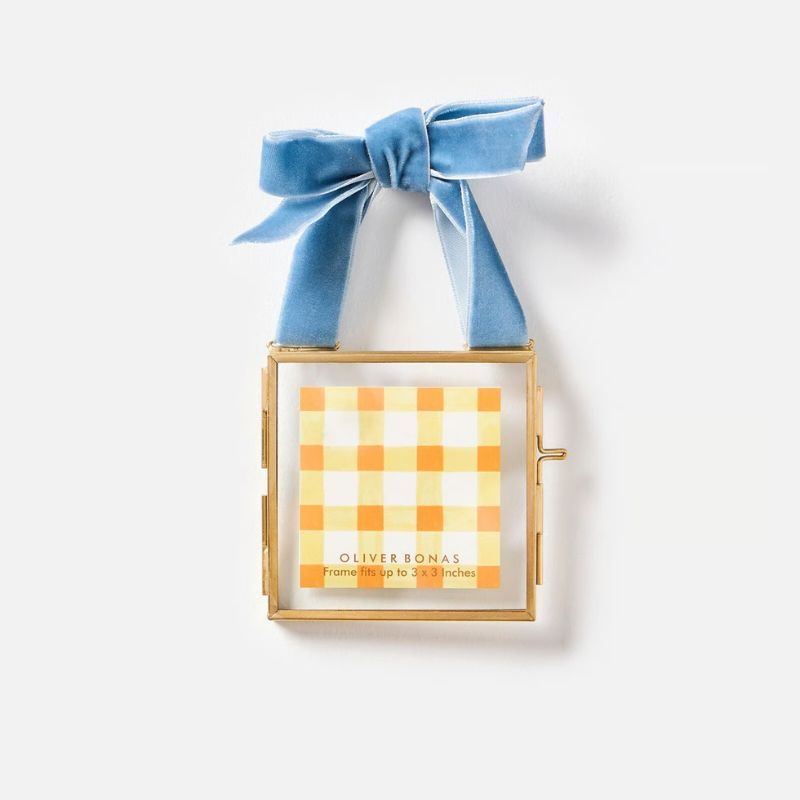 mini photo frame decoration with light blue ribbon bow