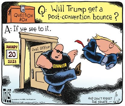 Political Cartoon U.S. Election convention bounce 2020