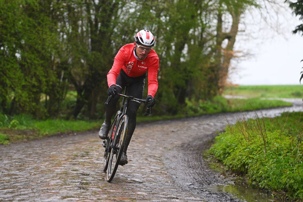 ROUBAIX FRANCE APRIL 06 Andre Carvalho of Portugal and Team Cofidis during the ParisRoubaix 2023 Training Day 1 UCIWT on April 06 2023 in Roubaix France Photo by Luc ClaessenGetty Images