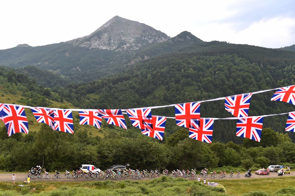 British flags fly along the route during stage 12.