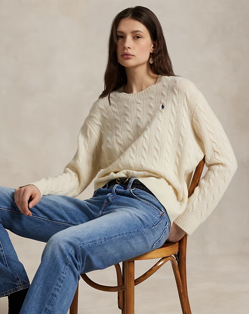 Cable Wool Cashmere Crewneck Jumper