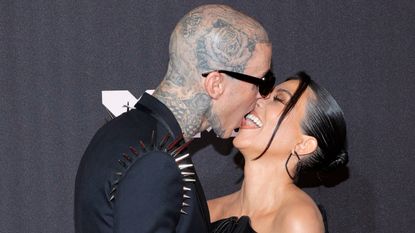 Travis Barker and Kourtney Kardashian attend the 2021 MTV Video Music Awards at Barclays Center on September 12, 2021 in the Brooklyn borough of New York City.