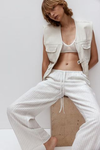 H&M, Linen-Blend Pull-On Trousers