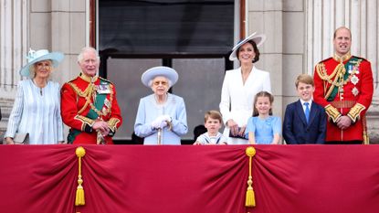 Royal Family set for double celebrations in July, seen here are Camilla, Duchess of Cornwall, Prince Charles, Prince of Wales, Queen Elizabeth II, Prince Louis of Cambridge, Catherine, Duchess of Cambridge, Princess Charlotte of Cambridge, Prince George of Cambridge and Prince William, Duke of Cambridge on the balcony of Buckingham Palace