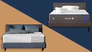 Nectar vs Casper feature image with each brand's bed side by side