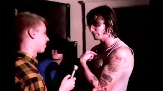 A still from the video footage of Henry Rollins and a fan in 1984