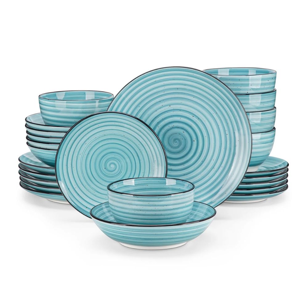 Aquamarine spiral dinnerware set