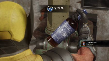 Marvel's Wolverine Cold Lake whiskey bottle in Raise Some Hell