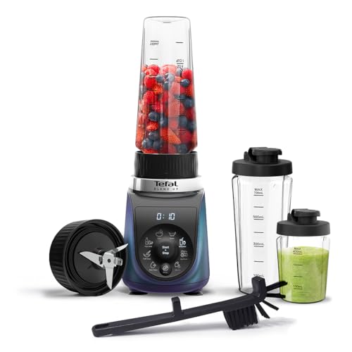 Tefal Blend Up Powerful Mini Blender, Quiet Mode, 8 Auto Programmes, Auto Cleaning Programme, 2 Durable Bottles 0.7l &amp;amp; 0.4l, Smoothies, Protein Shakes, Cocktails, Ice Crush, Hummus, 6 Blades Bl19h4g0