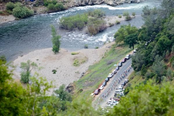 The group continues on into the gorge and down past the river.